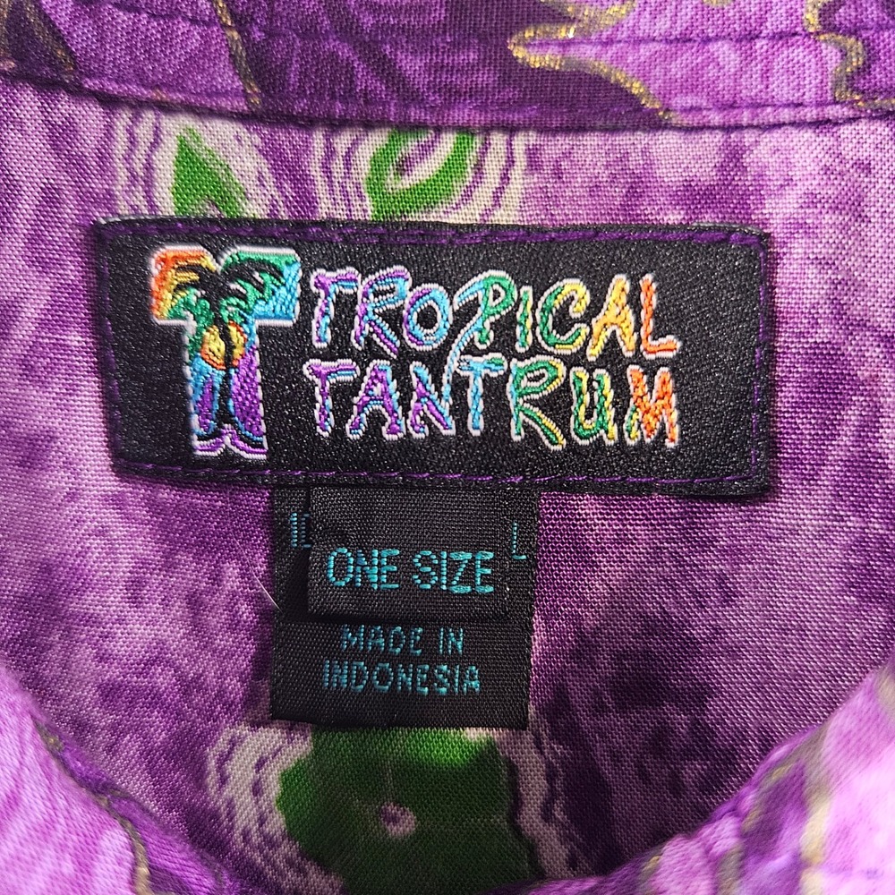 Tropical Tantrum Purple Batik Patchwork Shirt Wom… - image 4